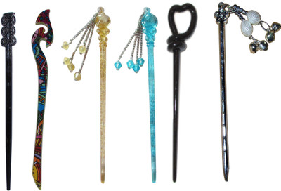 

KASF Combo of Multi Color Juda Sticks Bun Stick(Multicolor)