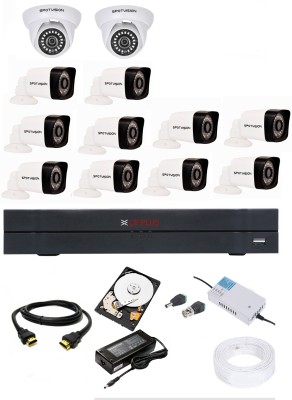CP PLUS 16 Channal HD DVR 1080p 1Pcs,Spotvision Bullet Camera 2.4MP 10Pcs,Spotvision Dome Camera 2.4 MP 2Pcs,2 TB Hard Disk 1Pcs, Security Camera(2 TB, 16 Channel)