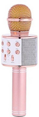 

microphones new WS-858 Wireless Handheld Bluetooth Mic with Speaker (Bluetooth Speaker) Audio Recording and Karaoke Feature Microphone Handheld (Pink) Microphones(Rose Gold)