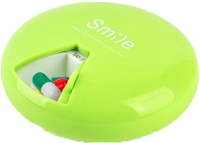 

Epyz 7 Days Weekly 7 Slots Pill Case Round Smile Medicine Organizer Box Drugs Container (Green) Pill Box(Green)