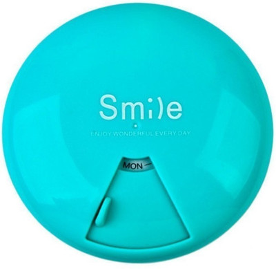 

Epyz 7 Days Weekly 7 Slots Pill Case Round Smile Medicine Organizer Box Drugs Container (Sky Blue) Pill Box(Blue)
