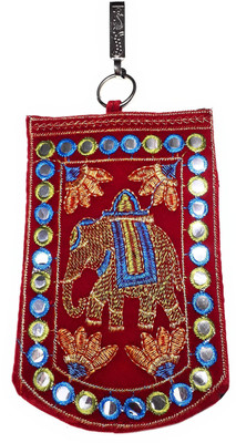 

Unique Fashion Ethnic Red Velvet Embroidered Mirror Design Raw Silk Saree Clutch / Mobile Pouch with Waist Clip for Women Mobile Pouch(Red)