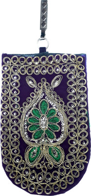 

Unique Fashion Ethnic Purple Velvet Embroidered Raw Silk Saree Clutch / Mobile Pouch with Waist Clip for Women Mobile Pouch(Purple)