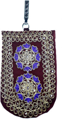 

Unique Fashion Ethnic Maroon Velvet Embroidered Raw Silk Saree Clutch / Mobile Pouch with Waist Clip for Women Mobile Pouch(Maroon)