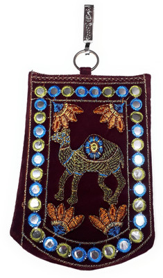 

Unique Fashion Ethnic Maroon Velvet Embroidered Mirror Design Raw Silk Saree Clutch / Mobile Pouch with Waist Clip for Women Mobile Pouch(Maroon)