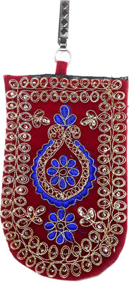 

Unique Fashion Ethnic Red Velvet Embroidered Raw Silk Saree Clutch / Mobile Pouch with Waist Clip for Women Mobile Pouch(Red)