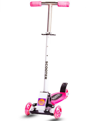 

Baybee Ninja Skate Scooter For Kids 3 Wheel Lean To Steer 3 Adjustable Height with Suspension | For 3 - 12 Year Old ( Pink ) Outdoor Toy Scooter(Pink)