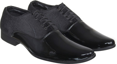 

XE Looks XE Looks Black Italian Patent/Velvet Stylish Party Wear Lace-Up Shoes Lace Up For Men(Black