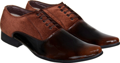 

XE Looks XE Looks Brown Italian Patent/Velvet Stylish Party Wear Lace-Up Shoes Lace Up For Men(Brown