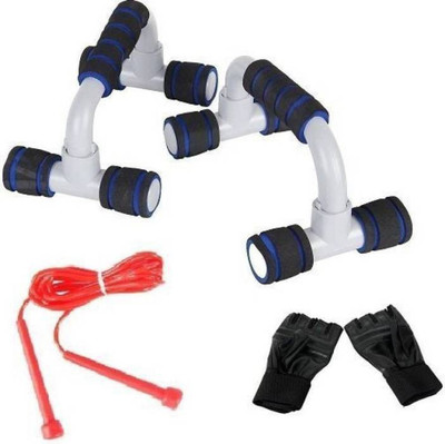 

RIGHTWAY BEST QUALITY 1 PUSH UP BAR & 1 PAIR GYM GLOVES & 1 JUM ROPE Push-up Bar(Multicolor), Black