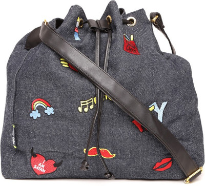 

Kanvas Katha Women Grey Denim Sling Bag