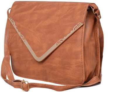 

DIE ZELLE Women Casual Brown PU Sling Bag