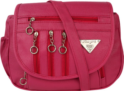 

Shoppinggyan Women Casual Pink PU Sling Bag