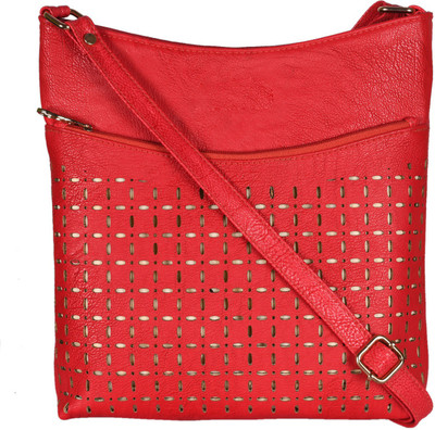 

TR Fashion Girls Casual Red Leatherette Sling Bag