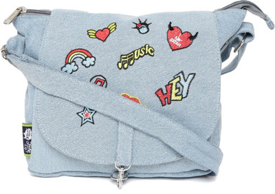 

Kanvas Katha Women Grey Denim Sling Bag