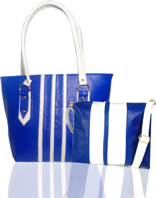

KMbag Women Blue, White Velvet, PU, Leatherette, Polyester, Rexine Hand-held Bag