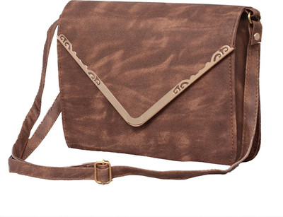 

DIE ZELLE Women Casual Brown PU Sling Bag