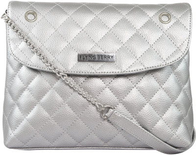 

FLYING BERRY Girls Silver PU Sling Bag