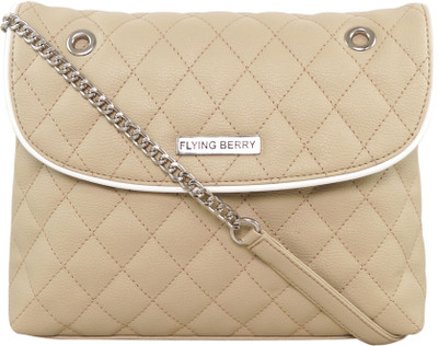

FLYING BERRY Girls Beige PU Sling Bag