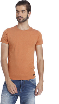 

Jack & Jones Solid Men's Round Neck Orange T-Shirt, Raw sienna
