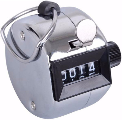 OKASTA 4 Digital Hand Tally Counter Manual Counting Golf Clicker Metal Digital Hand Tally Counter Tally Click Training Counter Analog Tally Counter(Silver Pack of 1)