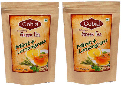 Cobia Green Tea(Mint+Lemongrass) 100g Leaves Pack OF 2 Mint, Lemon Grass Green Tea(200 g, Pouch)