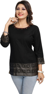 Meher Impex Casual Printed Women Kurti(Black)