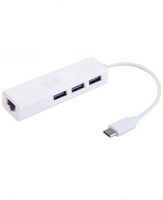 microware Cablecc CY USB 3.1 Type C USB-C Multiple 3 Ports Hub with Ethernet Network Cablecc CY USB 3.1 Type C USB-C Multiple 3 Ports Hub with Ethernet Network USB Hub(White)