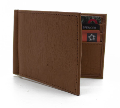 

NIetz Men Tan Genuine Leather Money Clip(6 Card Slots)