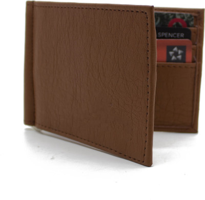 

NIetz Men Tan Genuine Leather Money Clip(6 Card Slots)