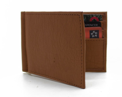 

NiETz Men Tan Genuine Leather Money Clip(6 Card Slots)