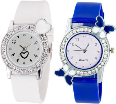 

Rage Enterprise New Designer Diamond Dial Multi Color PU Belt Set Of 2 Women Watch - For Girls