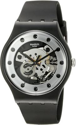 

Swatch Silver 7915 Swatch Unisex SUOZ147 Silver Glam Analog Display Quartz Black Watch Watch - For Men & Women