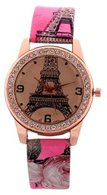 

Miss Perfect Effil tower Pink Belt diamond watches for girls Watch - For Girls