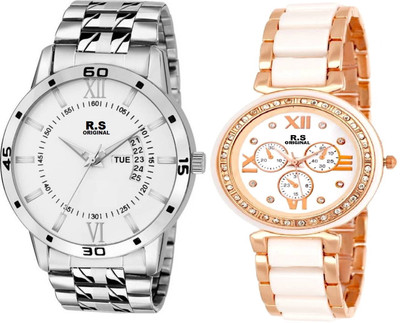 

R S Original RSO-3135 DAY AND DATE WHITE WATCH FOR COUPLE Watch - For Couple