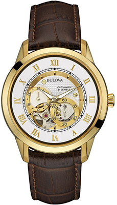 

Bulova Beige403 Bulova mens 97A121 22mm Leather Alligator Brown Watch Strap Watch - For Men