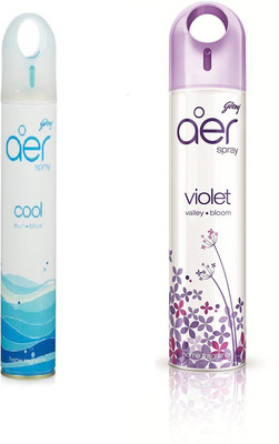 Godrej Violet, Cool Car Freshener Spray aer Home Air Freshener Spray - 300ml+300ml (Cool Surf Blue And violet Valley bloom) Set Of PC(2 x 300 ml)
