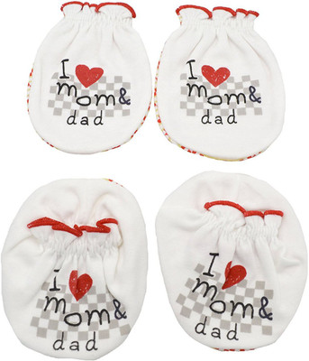 

Baby Bucket Mittens and Booties "i love mom and dad" 1 Pair set(Red)
