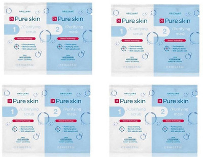 

Oriflame Sweden Pure Skin 1 Clarifying Scrub 2 Purifying Mask(Set of 4)