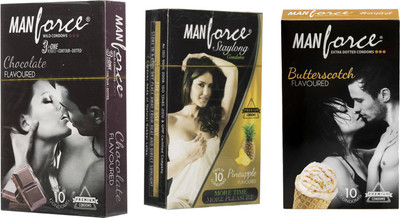 

Manforce Chocolate Pineapple Butterscotch Combo Condom(Set of 3, 30S)