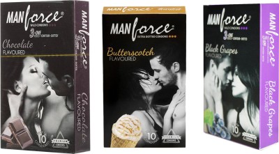 

Manforce Chocolate Butterscotch Black Grapes Combo Condom(Set of 3, 30S)