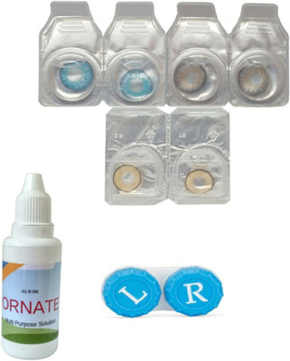 

ORNATE 3 Pair ( Blue, Grey, Hazel ) Zero Power Monthly Contact Lens Monthly Contact Lens(0, Multicolor, Pack of 3)