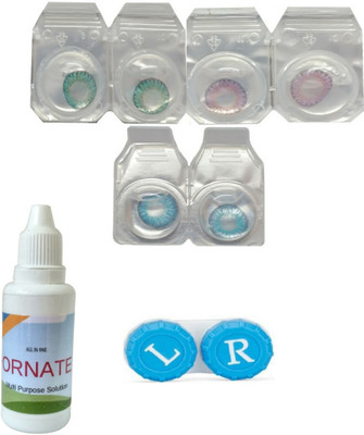 

ORNATE 3 Pair ( Turquoise, Voilet, Blue ) Zero Power Monthly Contact Lens Monthly Contact Lens(0, Multicolor, Pack of 3)
