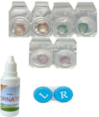 

ORNATE 3 Pair ( Brown, Turquoise, Voilet ) Zero Power Monthly Contact Lens Monthly Contact Lens(0, Multicolor, Pack of 3)