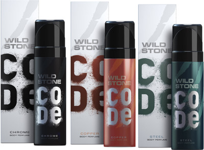 

Wild Stone Code Chrome, Copper & Steel Combo Perfume Body Spray - For Men(360 ml, Pack of 3)