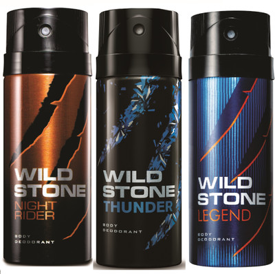 

Wild Stone Night Rider, Thunder & Legend Deo Combo Deodorant Spray - For Men(450 ml, Pack of 3)