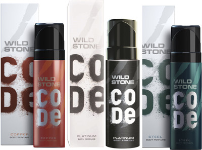 

Wild Stone Code Copper, Platinum & Steel Combo Perfume Body Spray - For Men(360 ml, Pack of 3)