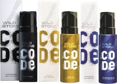 

Wild Stone Code Chrome, Gold & Titanium Combo Perfume Body Spray - For Men(360 ml, Pack of 3)