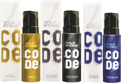 

Wild Stone Code Gold, Platinum & Titanium Combo Perfume Body Spray - For Men(360 ml, Pack of 3)