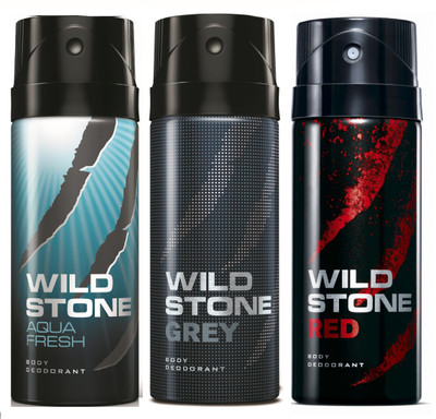 

Wild Stone Aqua Fresh, Grey & Red Deo Combo Deodorant Spray - For Men(450 ml, Pack of 3)